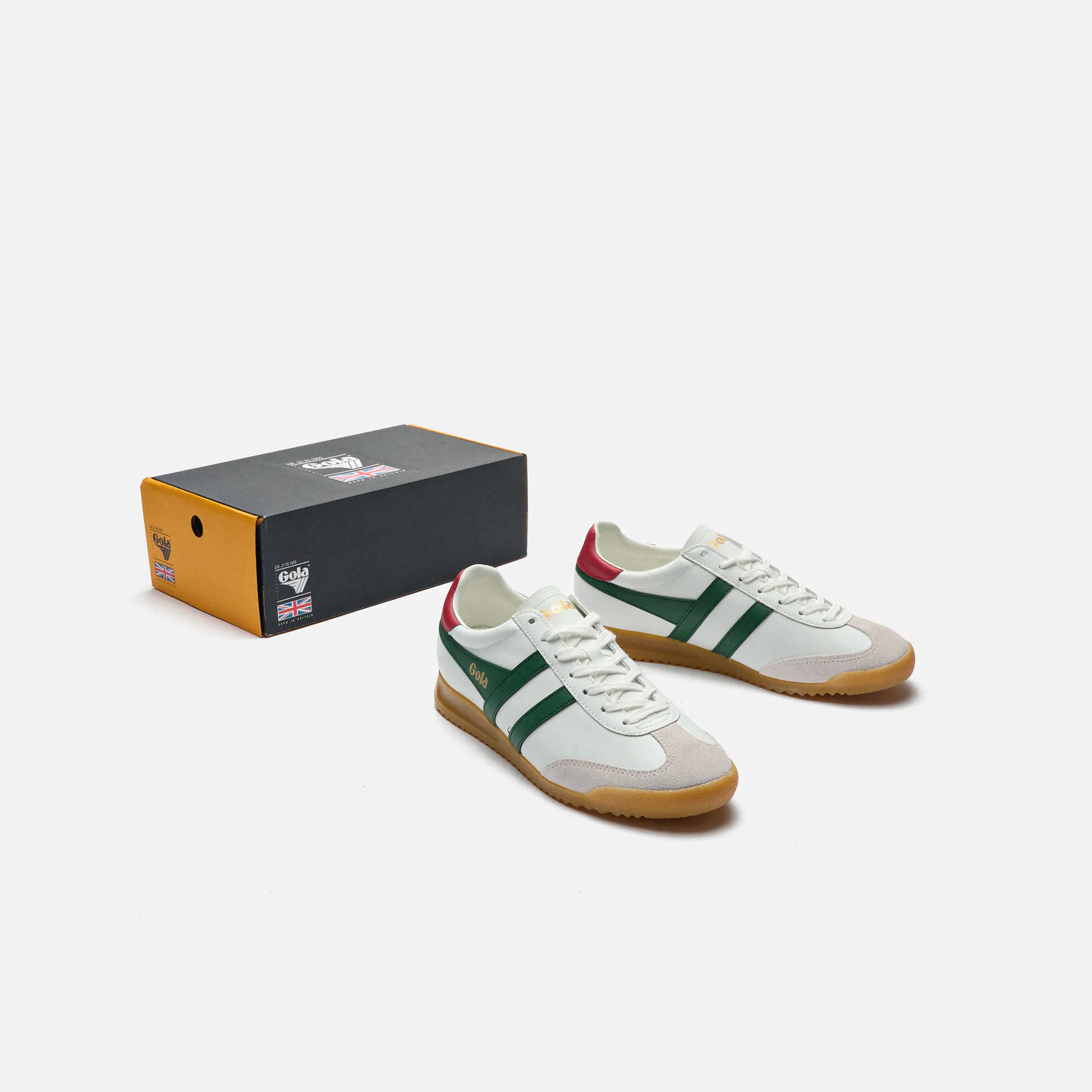 Gola Torpedo Leather Sneaker White/Evergreen/Deep Red