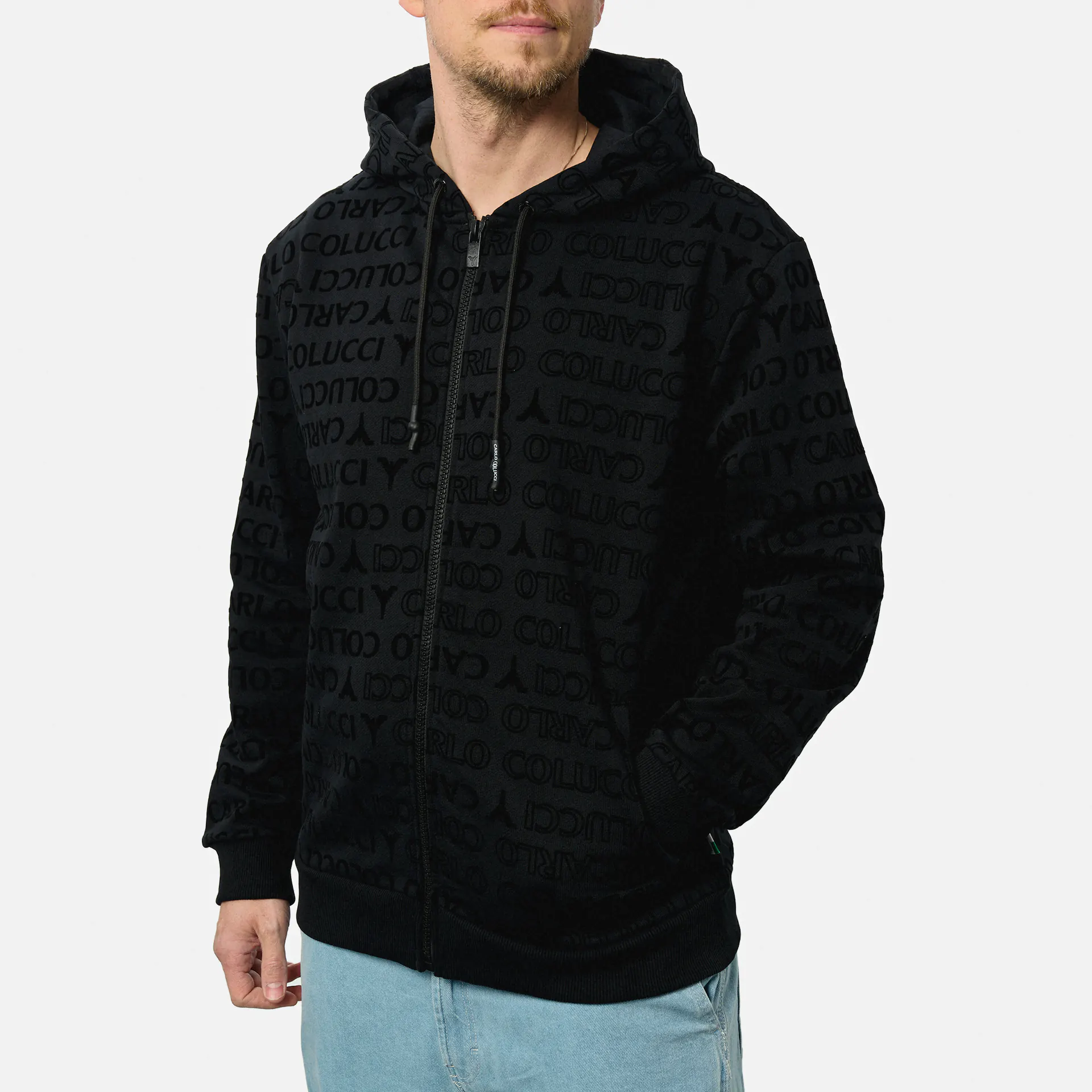 Carlo Colucci Monogram Flock Sweatjacket Black