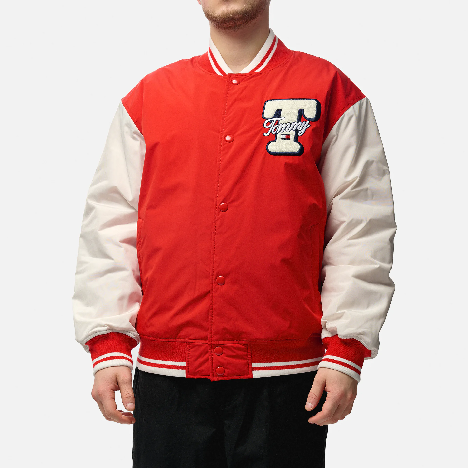 Tommy Jeans Colorblock Varsity Jacket Deep Crimson
