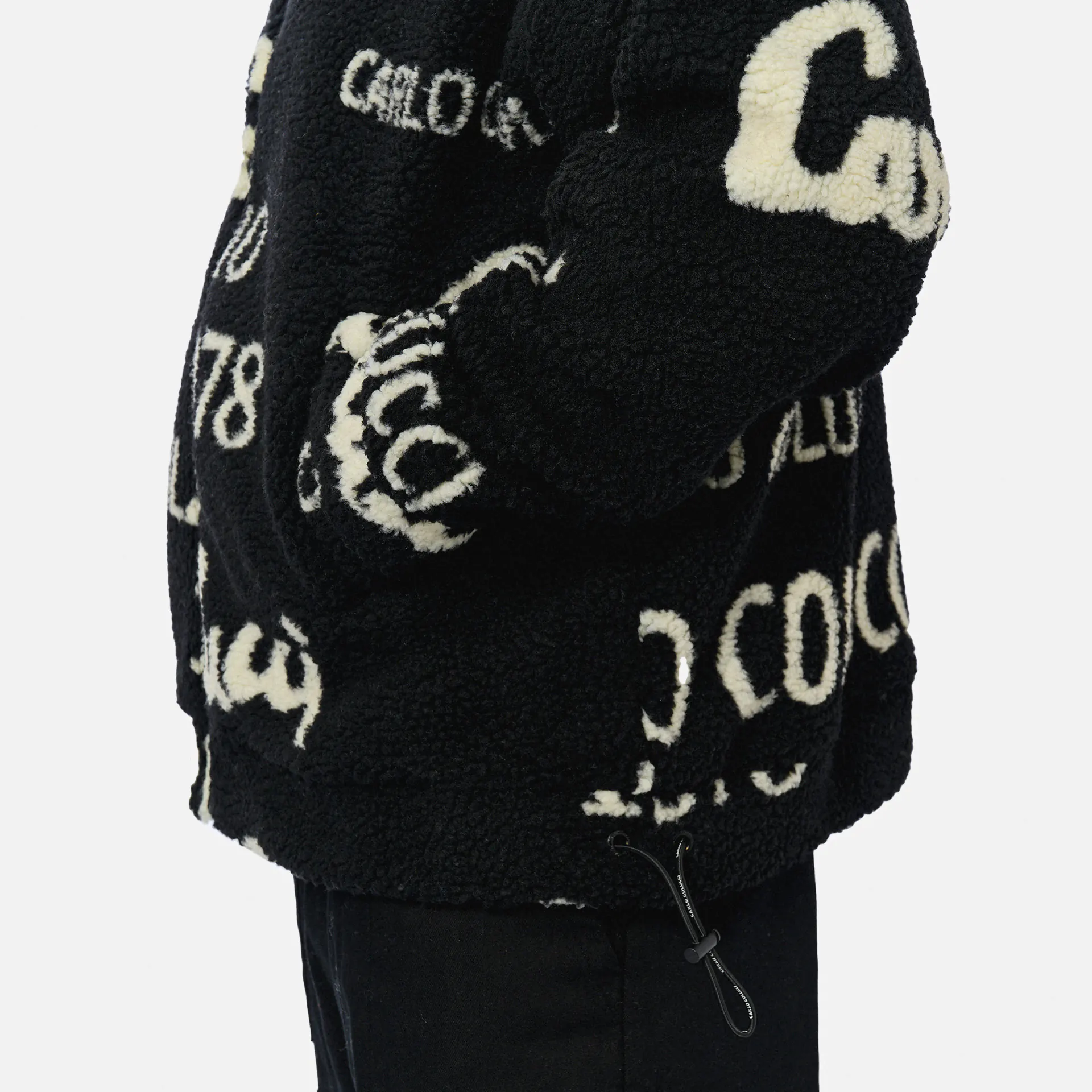 Carlo Colucci Allover Fleece Jacket Black/White