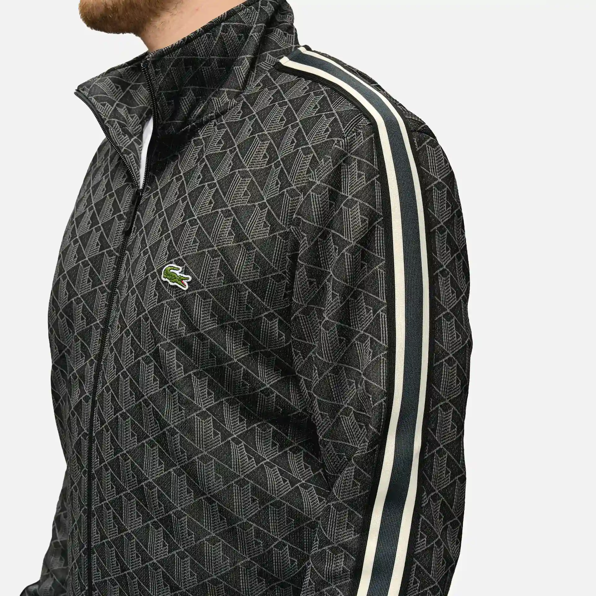 Lacoste Paris Monogram Jacquard Track Jacket Black/Graphite