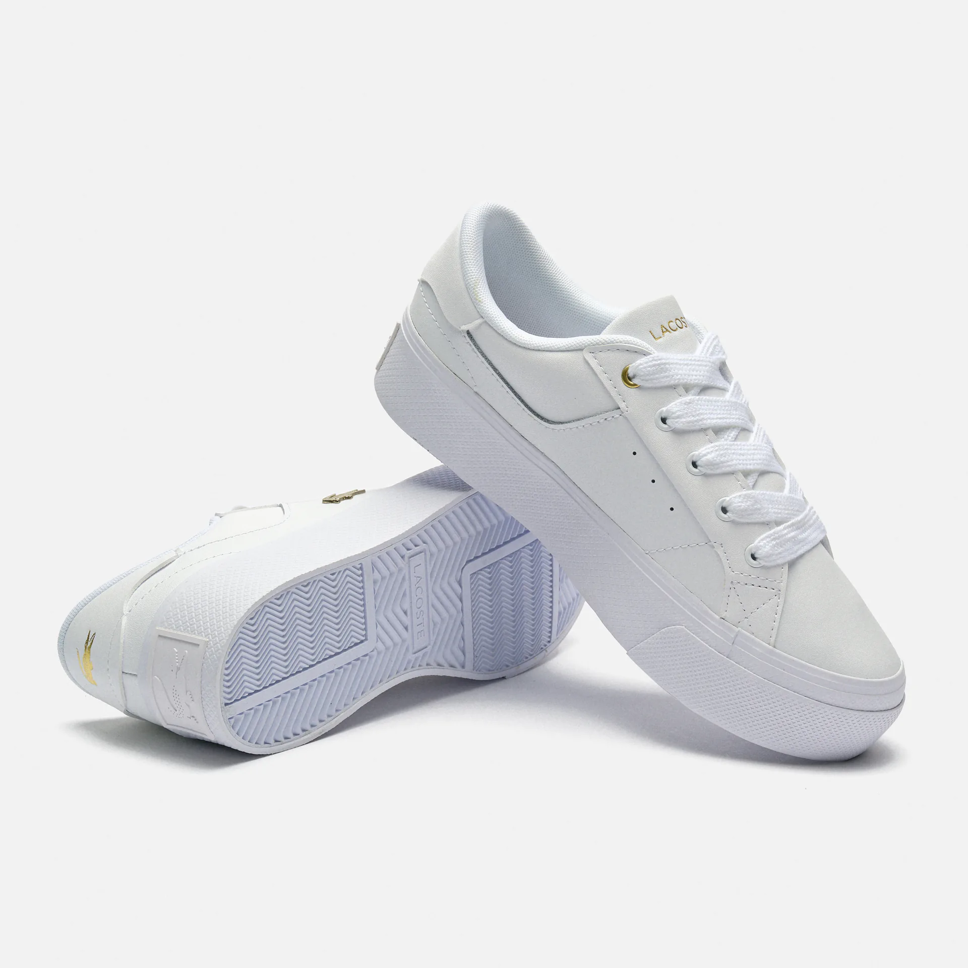 Lacoste Ziane Platform Leather Sneakers White/Gold