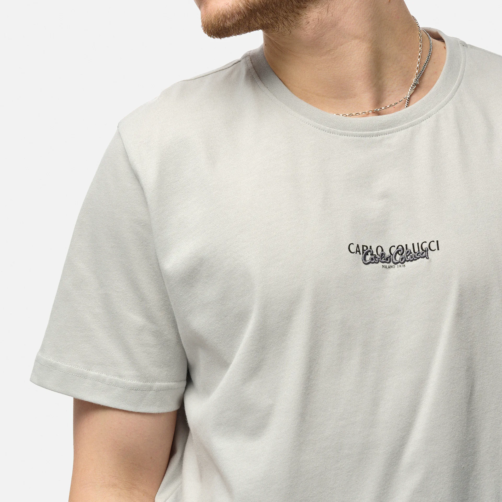 Carlo Colucci T-Shirt Basic Line Light Grey