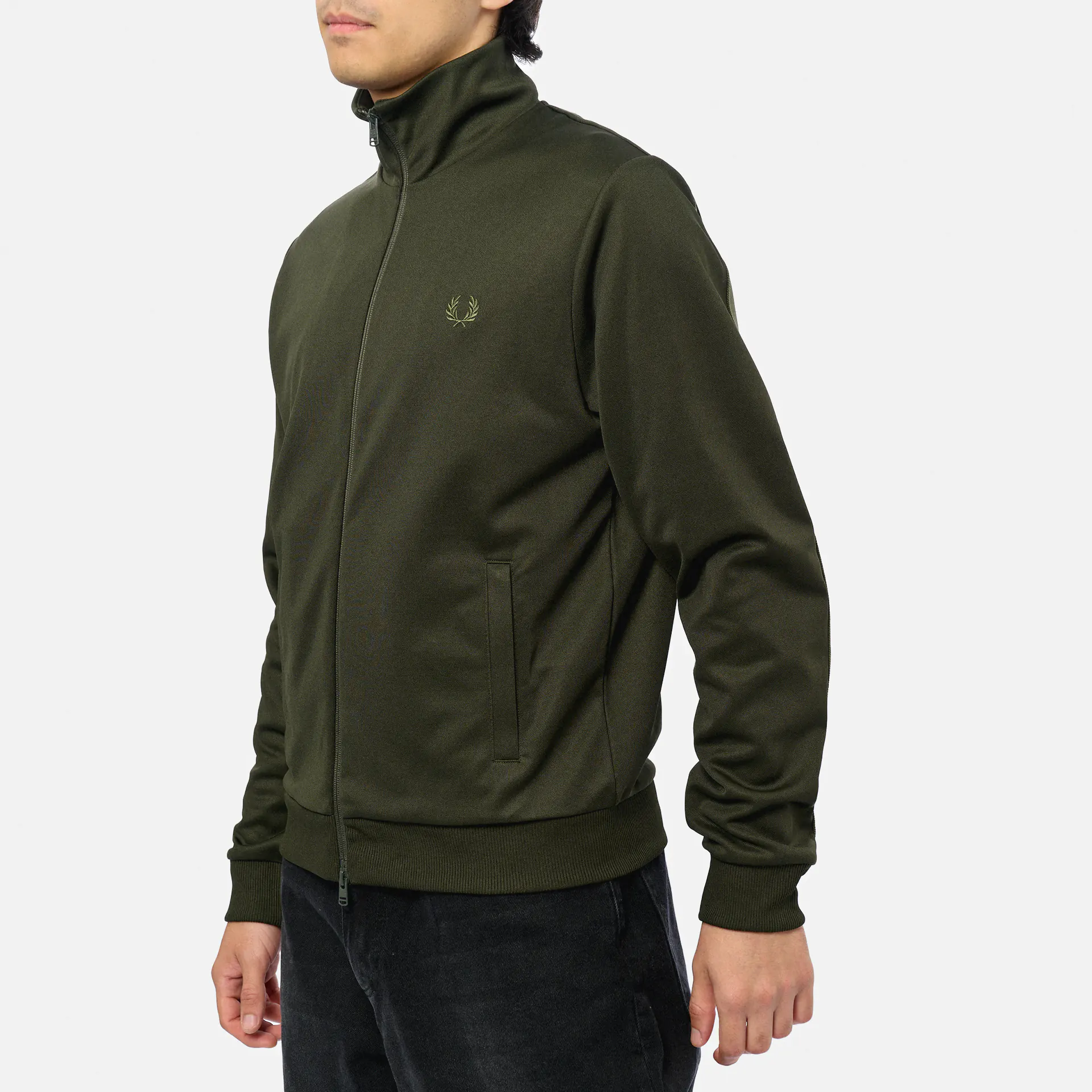 Fred Perry Tape Detail Track Jacket Hunting Green