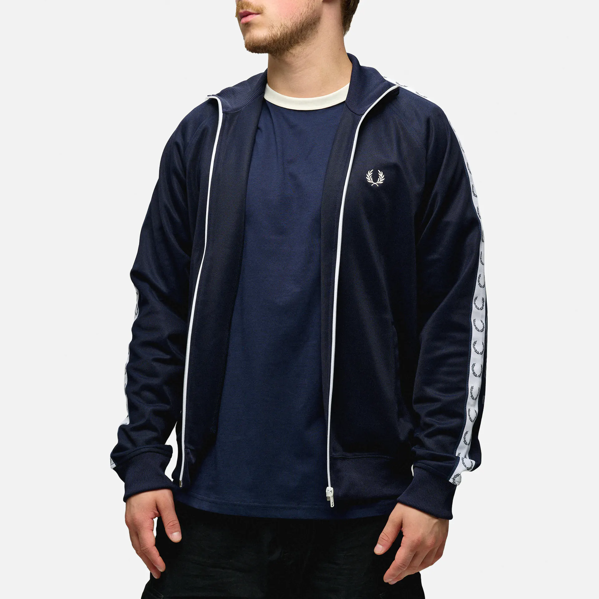 Fred Perry Taped Track Jacket Carbon Blue