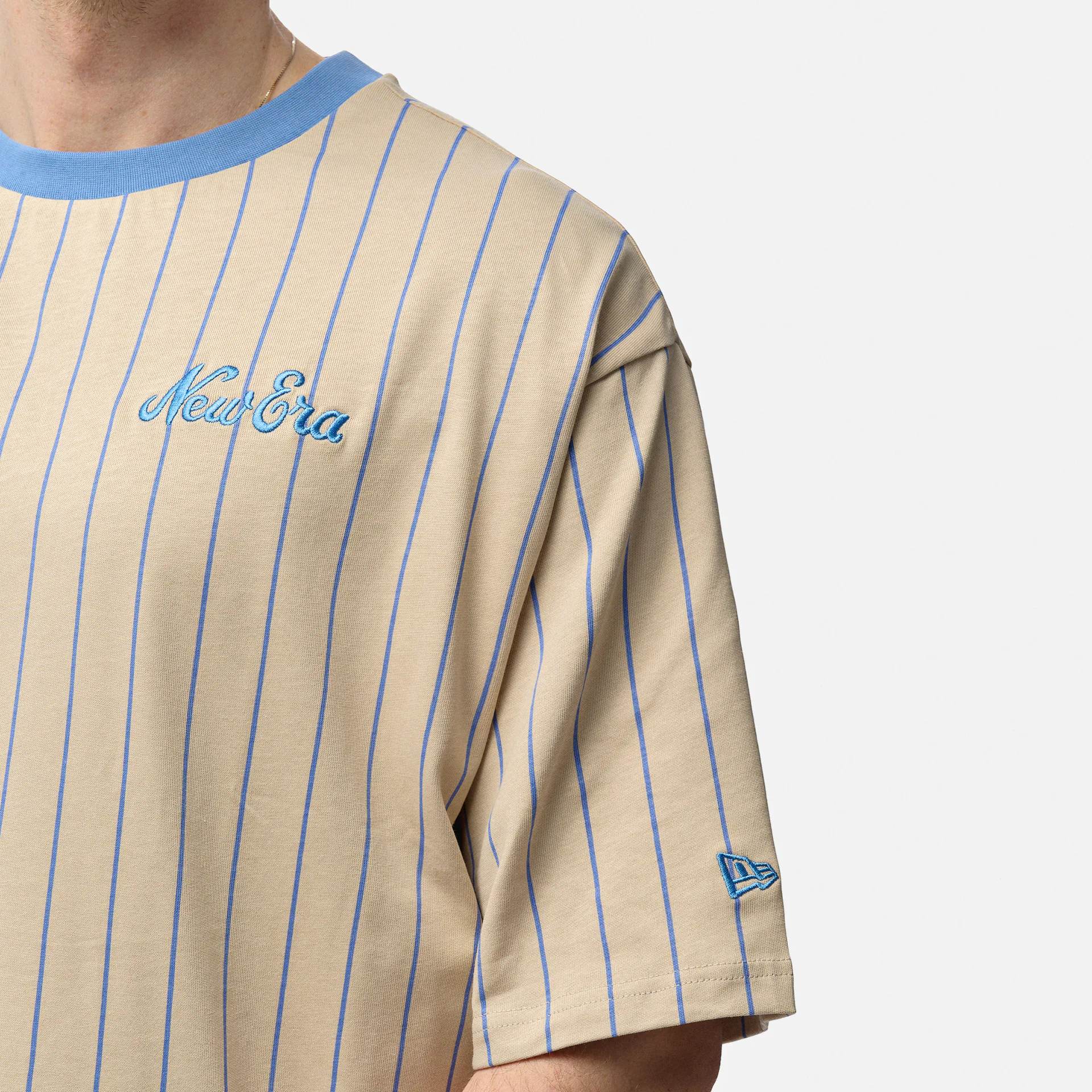 New Era Pinstripe Oversized T-Shirt Creme
