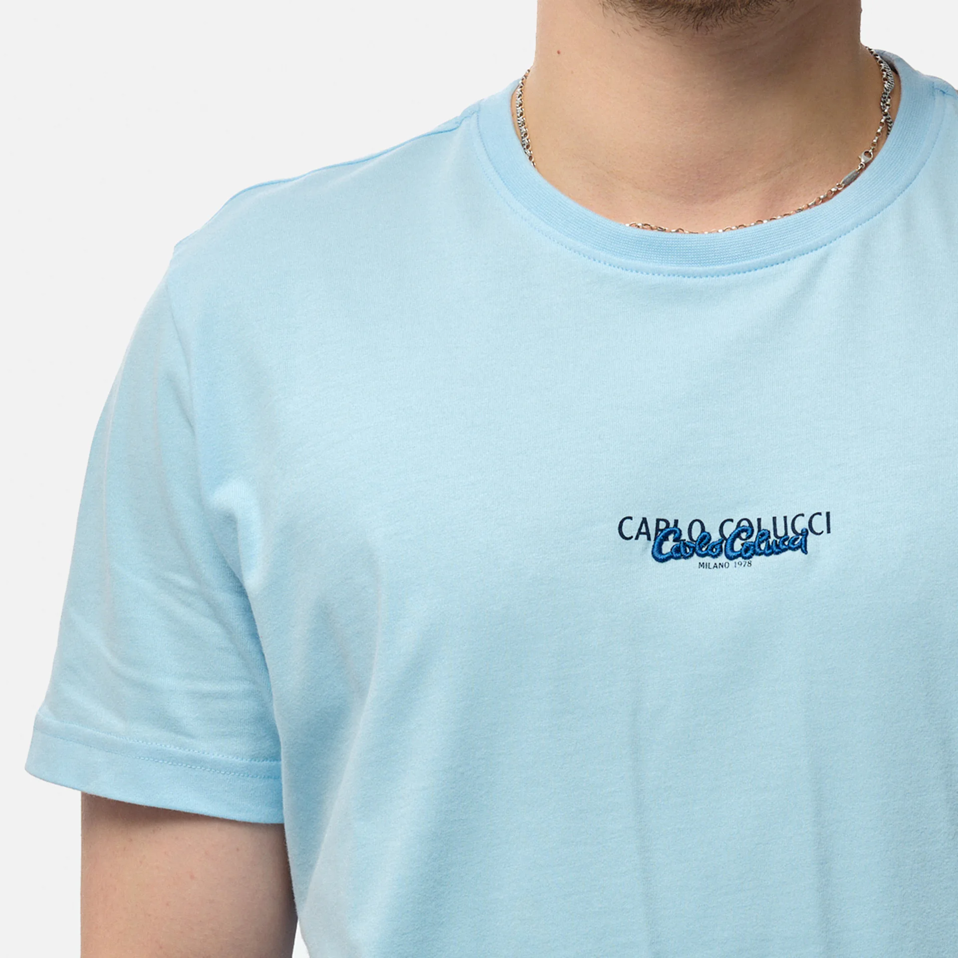 Carlo Colucci T-Shirt Basic Line Light Blue