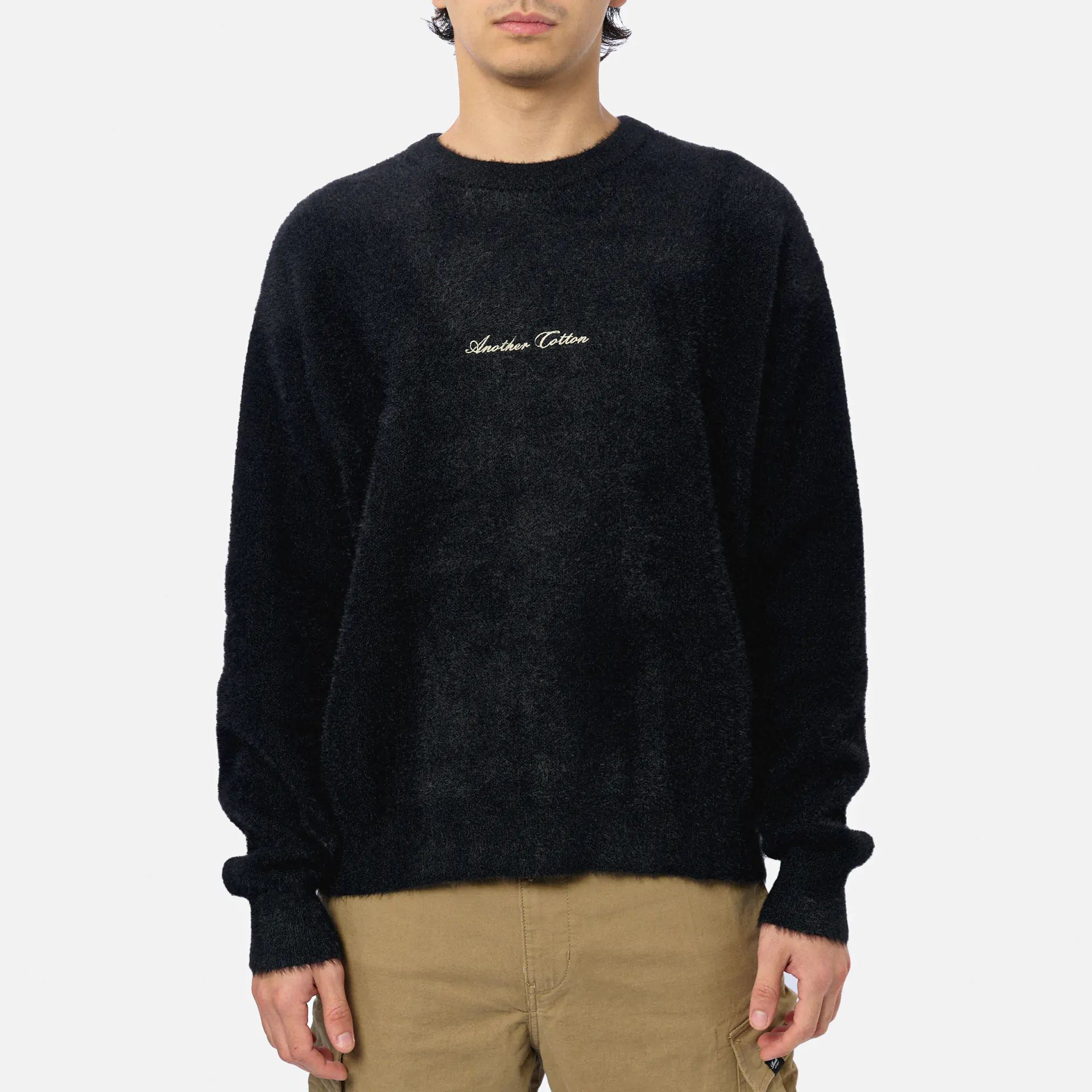 Another Cotton Chest Logo Mohair Sweater Black